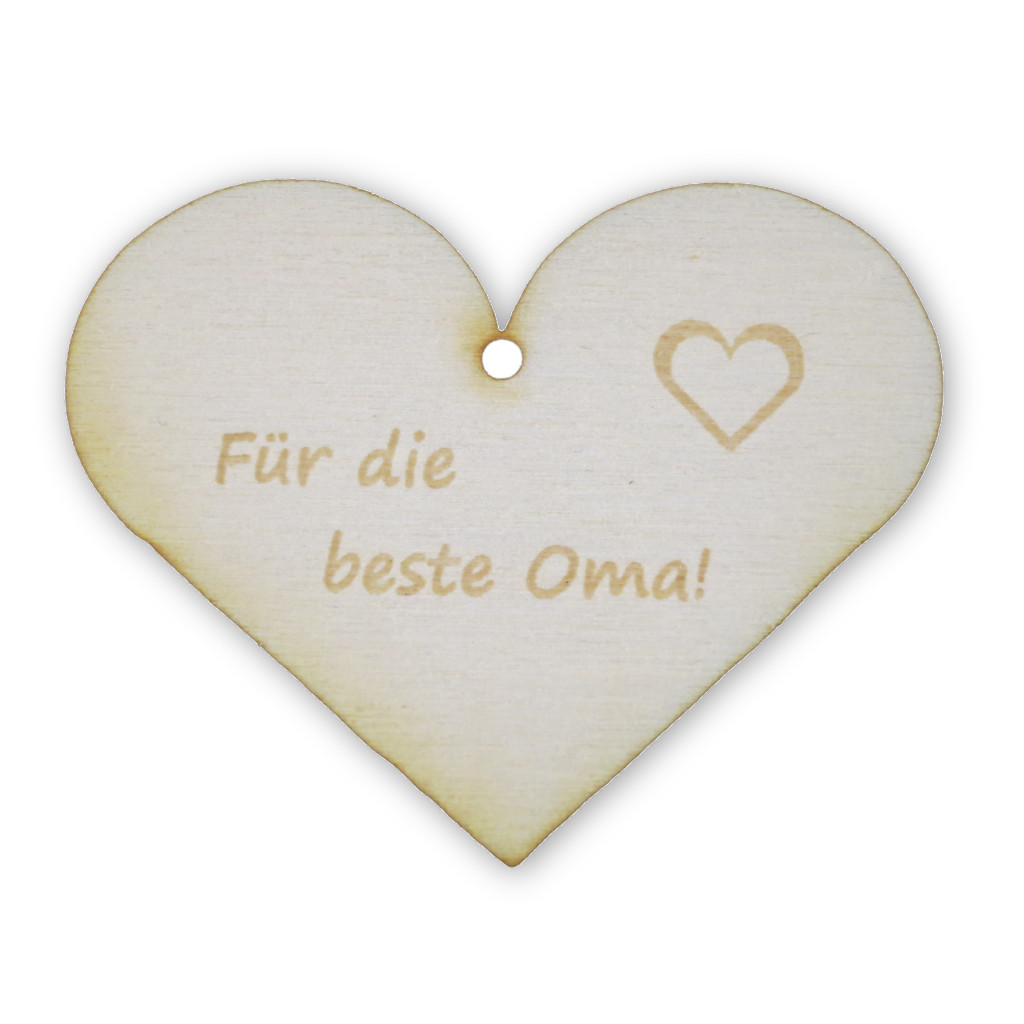 Herzanhänger aus Holz mit Gravur "Für die beste Oma"