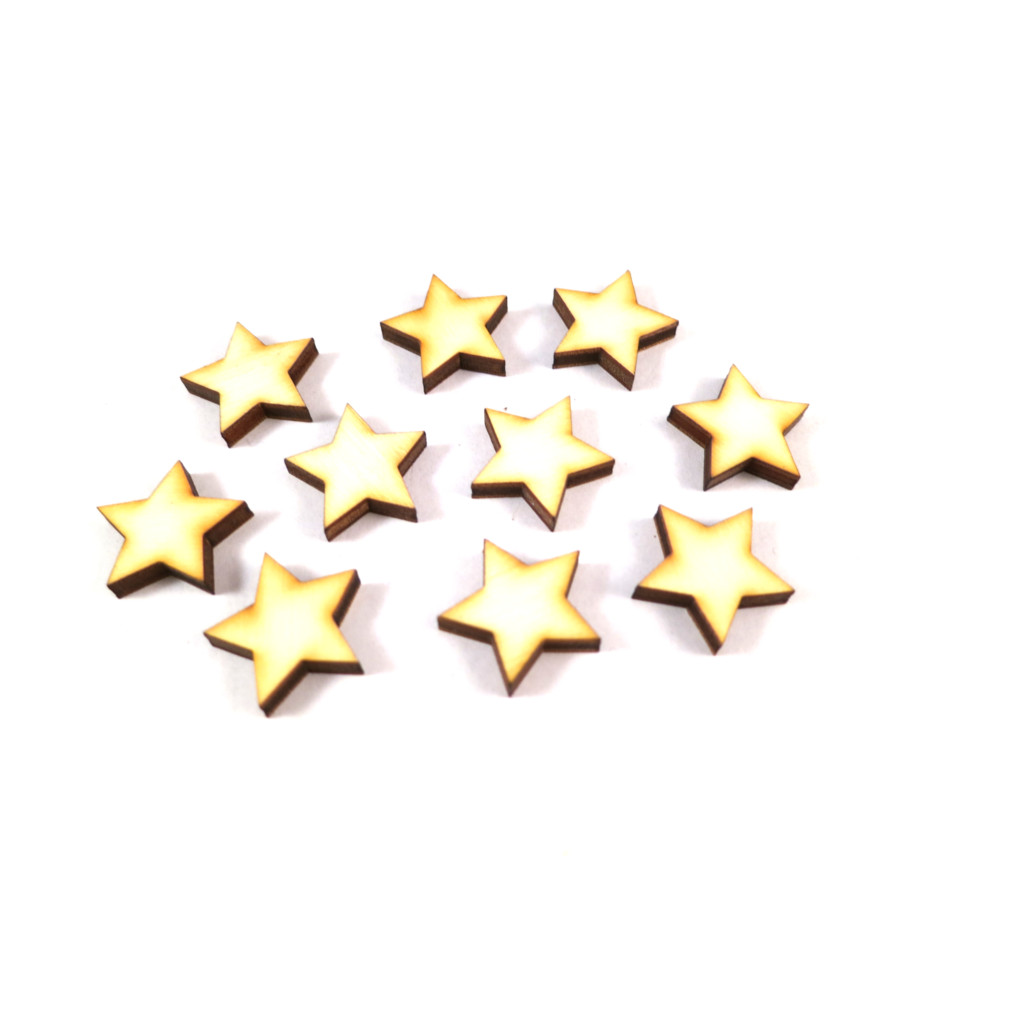 50 kleine Sterne aus Holz zur Dekoration