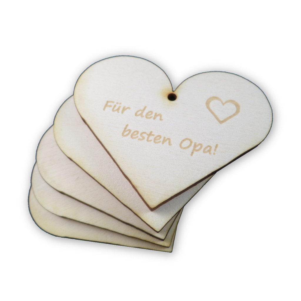 Geschenkanhänger aus Holz mit Gravur "Bester Opa" als Packung