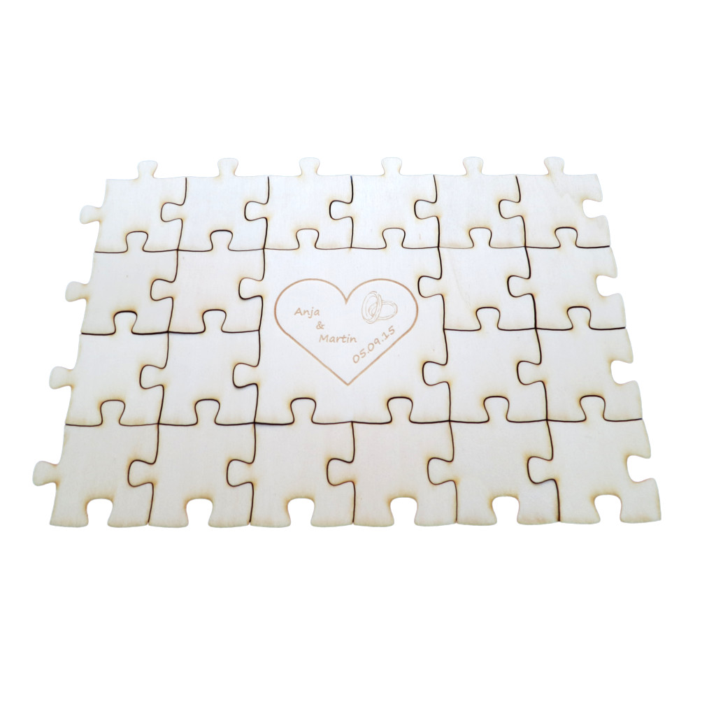 Holzpuzzle - Hochzeitspuzzle Set mit Gravurmöglichkeit