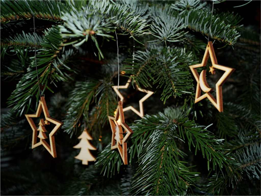 Weihnachten Baumschmuck aus Holz Baum Mond Stern