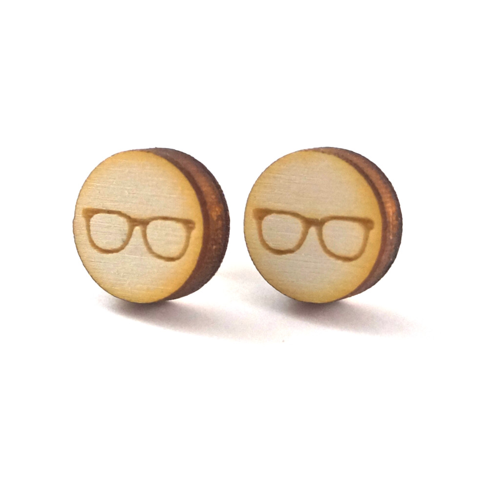 Optiker Ohrstecker aus Holz mit Brille