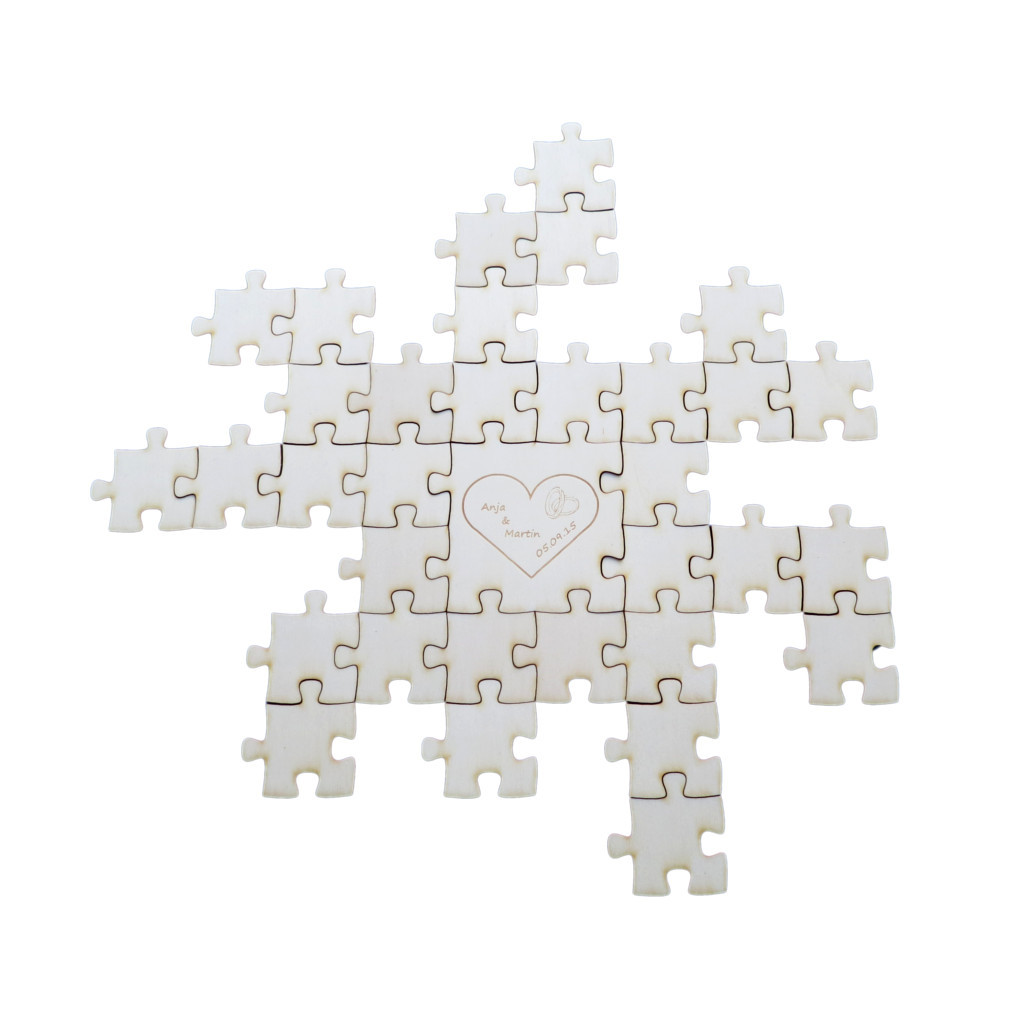 Holzpuzzle - Hochzeitspuzzle Set mit Gravurmöglichkeit Gravur