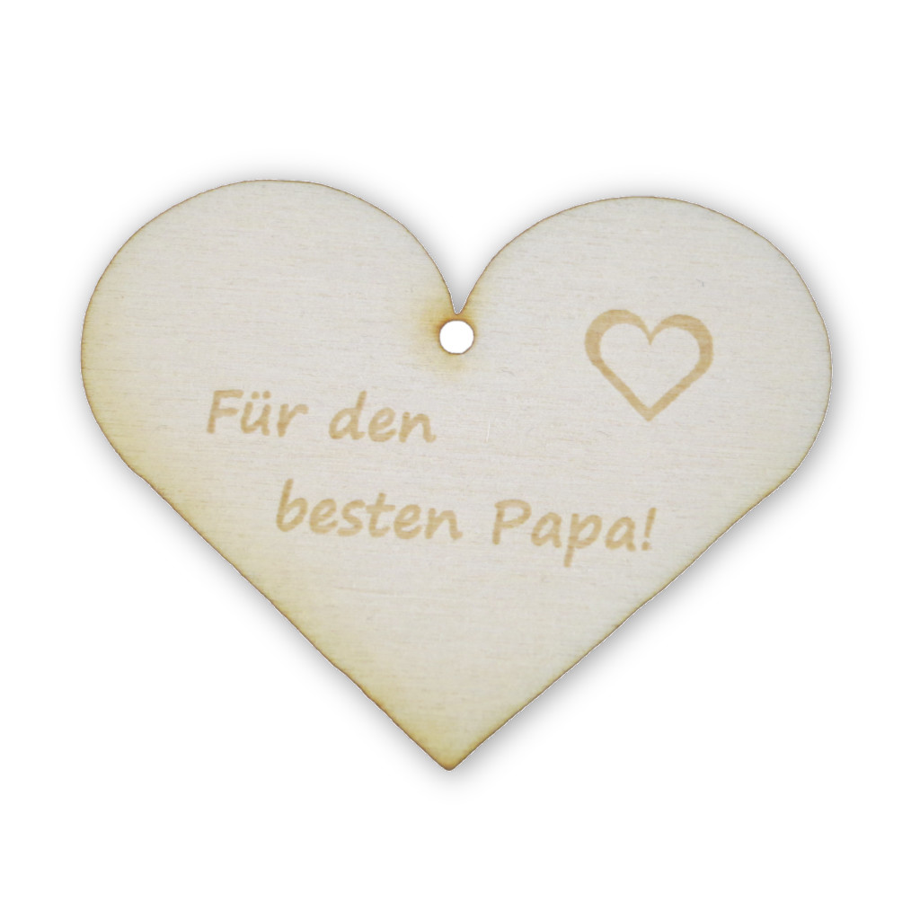 Geschenkanhänger Herz aus Holz mit Gravur "Für den besten Papa!"