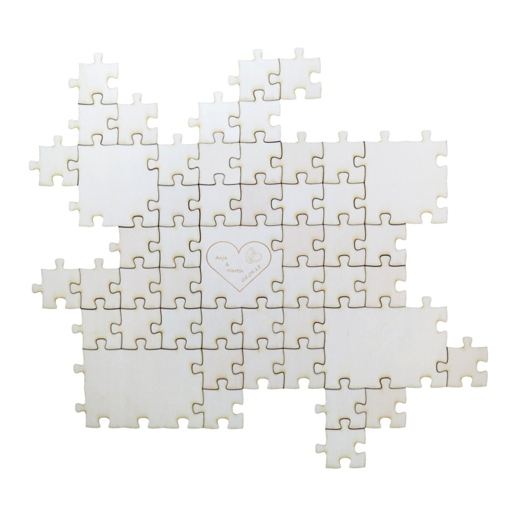 Holzpuzzle - Hochzeitspuzzle Set mit Gravurmöglichkeit